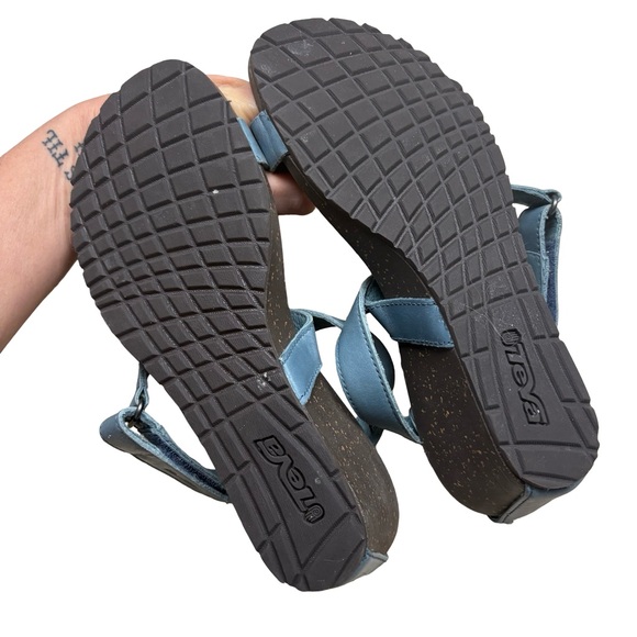 teva cabrillo wedge blue leather - Picture 3 of 4